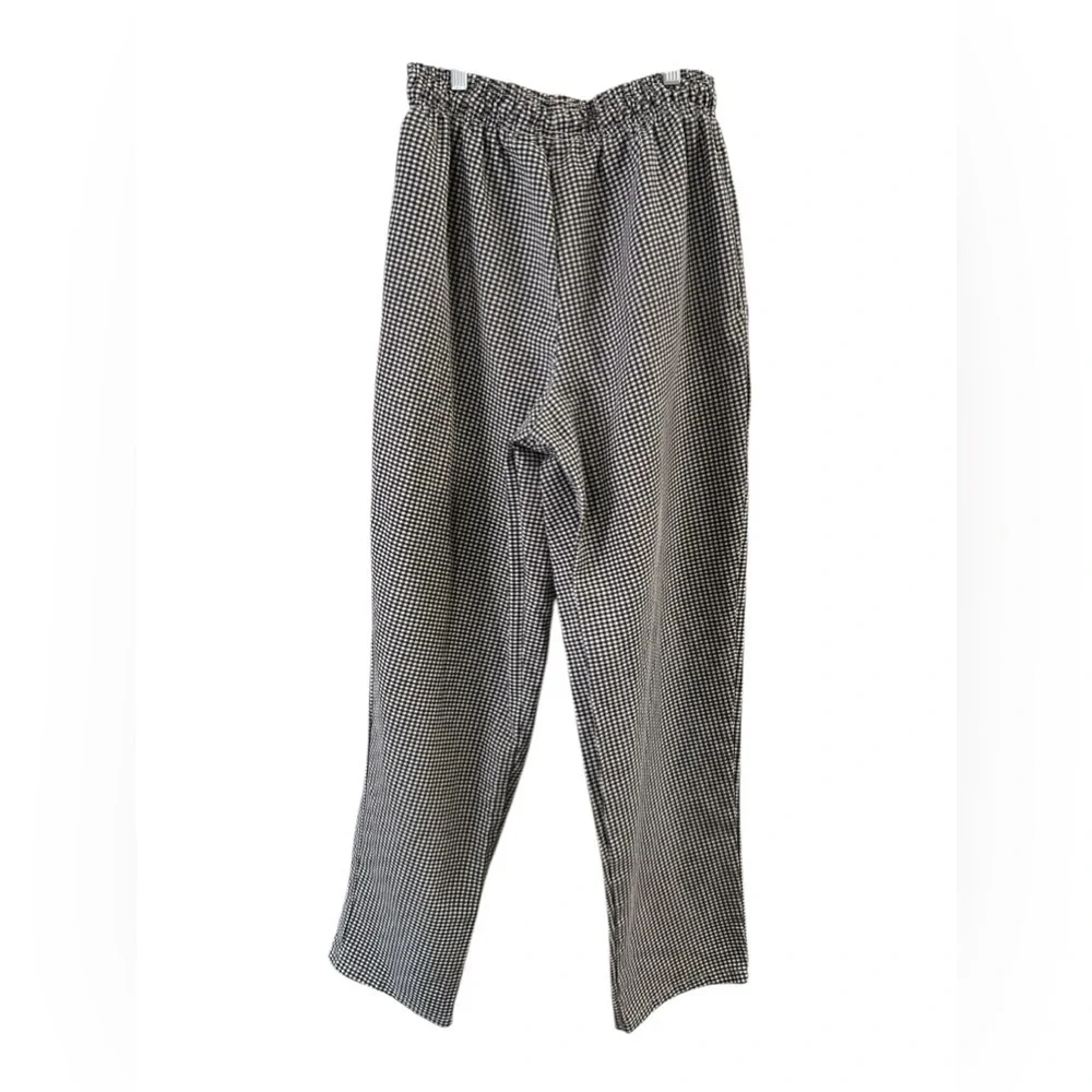 Black and white plaid straight leg chef pants